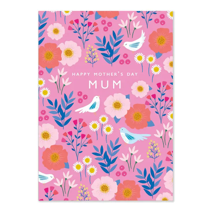 'Happy Mother's Day Mum' Pretty Pink Patterned Card