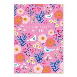 'Happy Mother's Day Mum' Pretty Pink Patterned Card