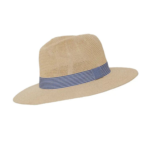 Navy/White Stripe Band Panama Hat