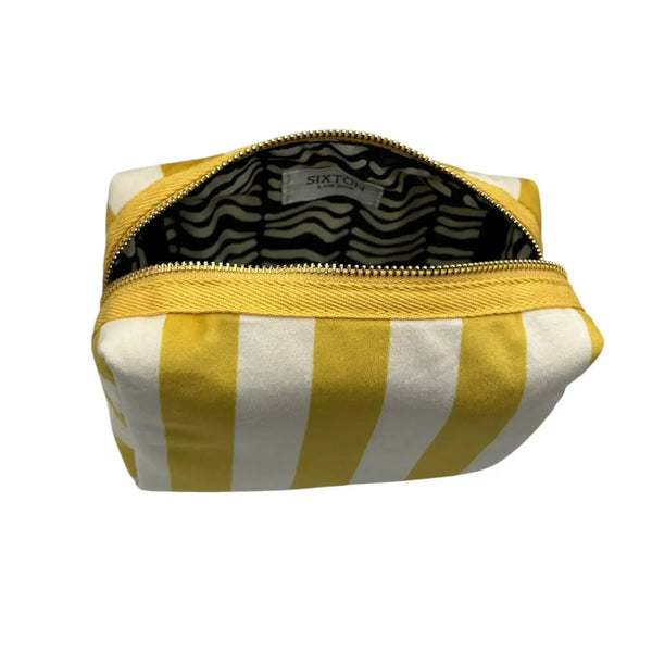 Yellow Stripe Makeup Bag