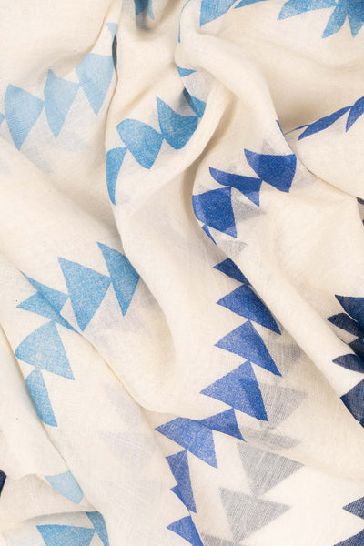 White Arrow Print Lightweight Cotton Scarf