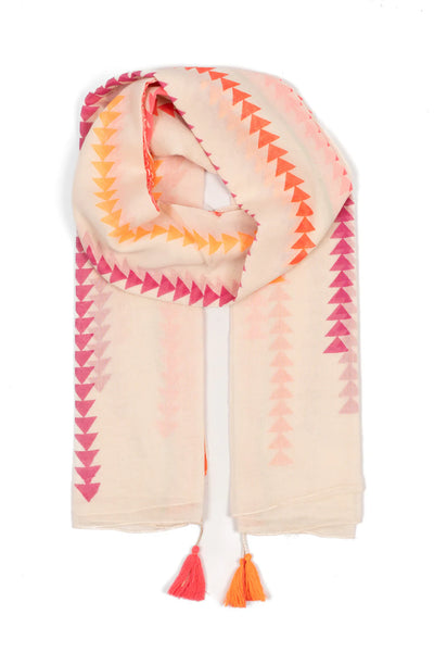 Pink Arrow Print Lightweight Cotton Scarf