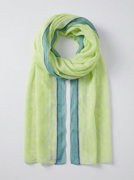 Lime Chevron Print Lightweight Cotton Scarf