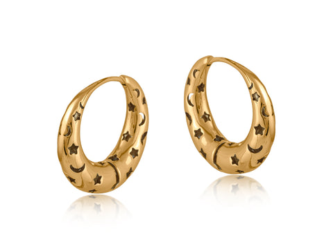 Gold Celestial Hoop Earrings