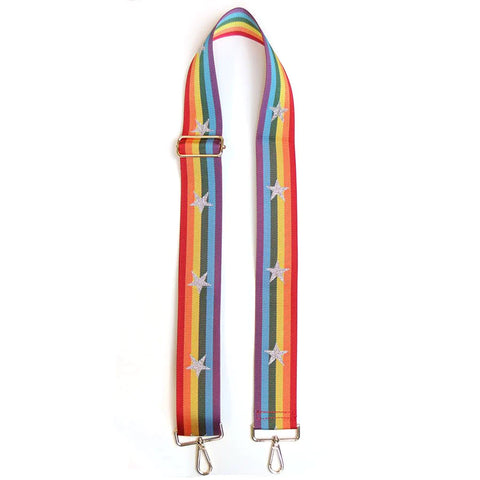Rainbow Stripes and Stars Bag Strap