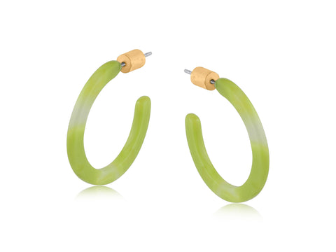 Lime Green Thin Resin Hoop Earrings