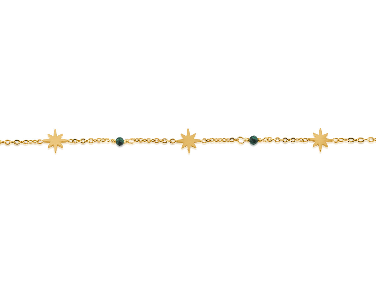 Green Starburst Stainless Steel Anklet