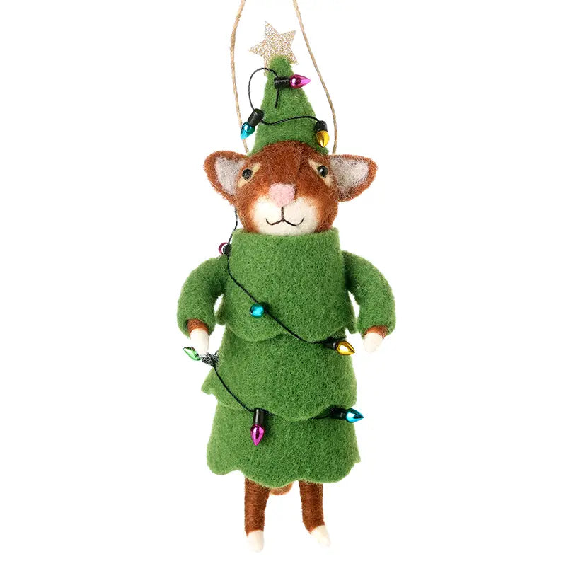 Felt Hanging Cat in Tree Outfit