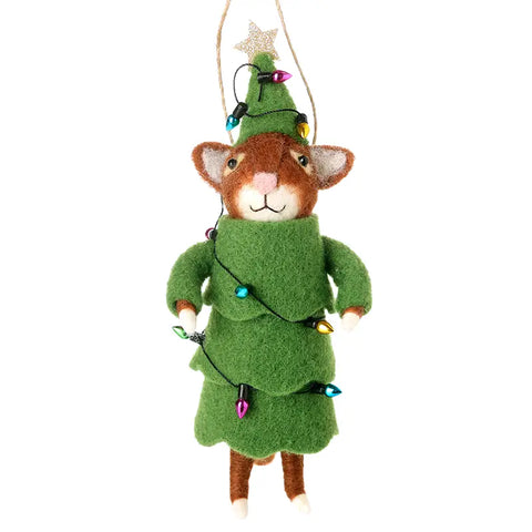 Felt Hanging Cat in Tree Outfit