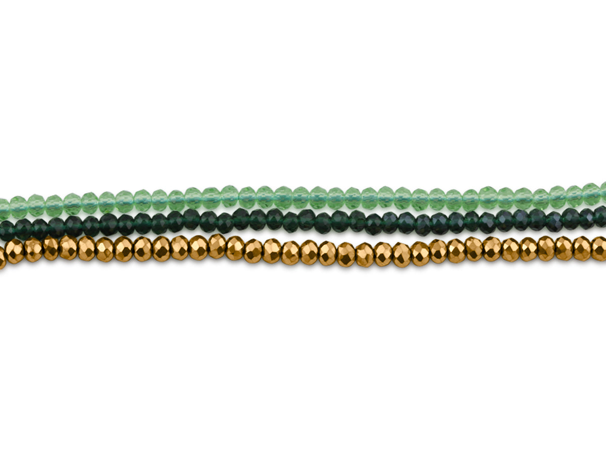 3 String Beaded Anklet - Green