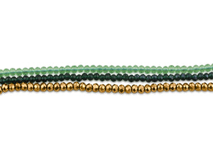 3 String Beaded Anklet - Green
