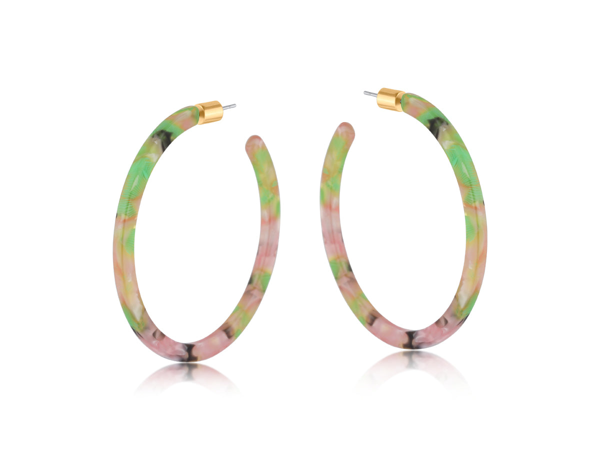 Skinny Resin Earrings - Pink & Green