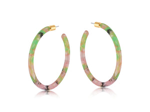 Skinny Resin Earrings - Pink & Green
