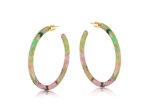 Skinny Resin Earrings - Pink & Green