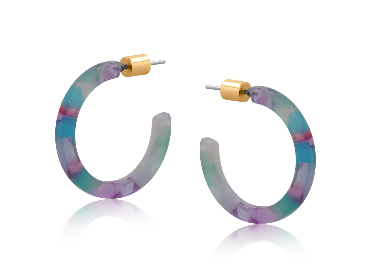 Blue, Green, Lilac Skinny Resin Earrings