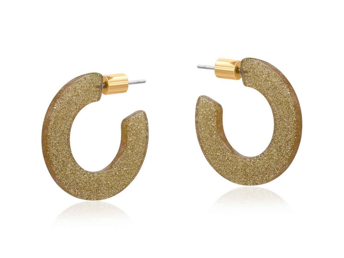 Flat Oval Resin Hoop Earrings - Champagne
