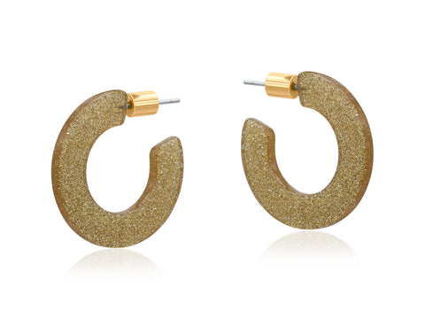 Flat Oval Resin Hoop Earrings - Champagne