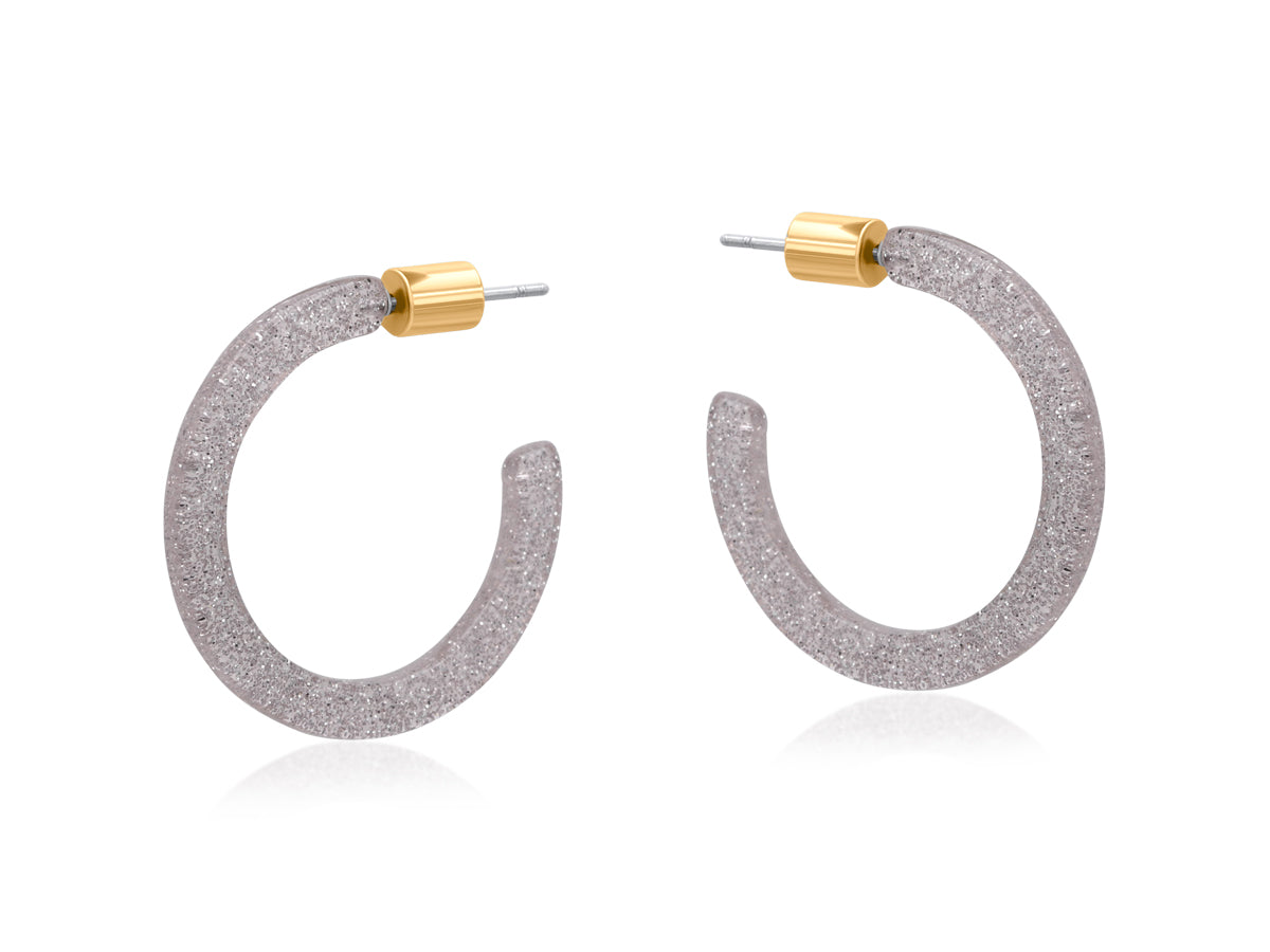 Silver Thin Resin Hoop Earrings