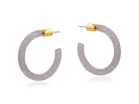 Silver Thin Resin Hoop Earrings