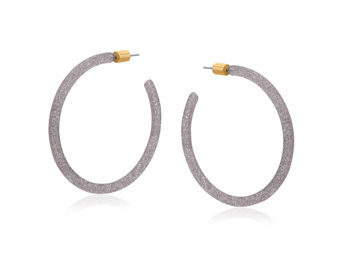 Silver Resin Statement Hoop Earrings