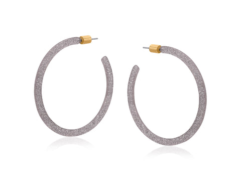 Silver Resin Statement Hoop Earrings