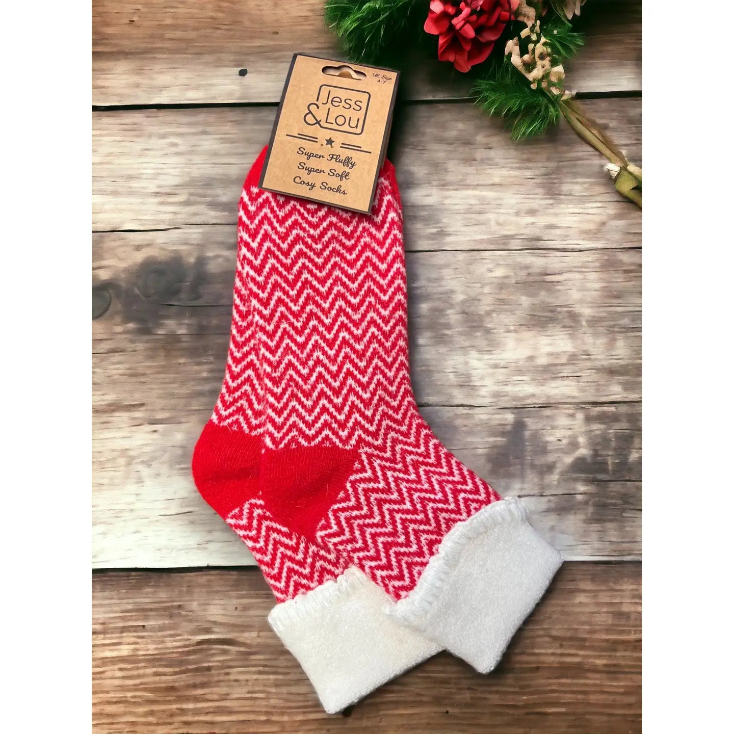 Herringbone Super Cosy Cuff Socks