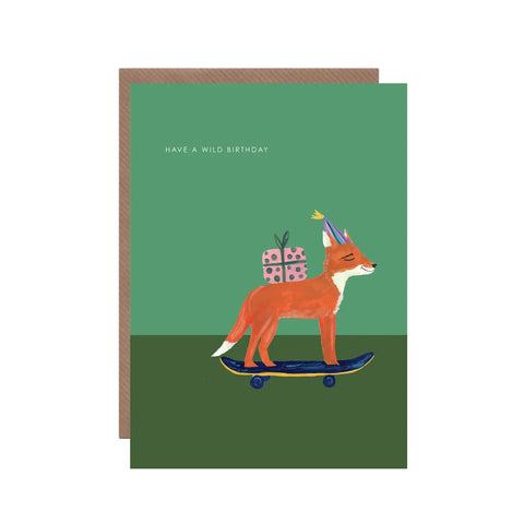 Fox on Skateboard Birthday Greeting Card