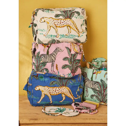 Large White Jungle Print Wash Bag