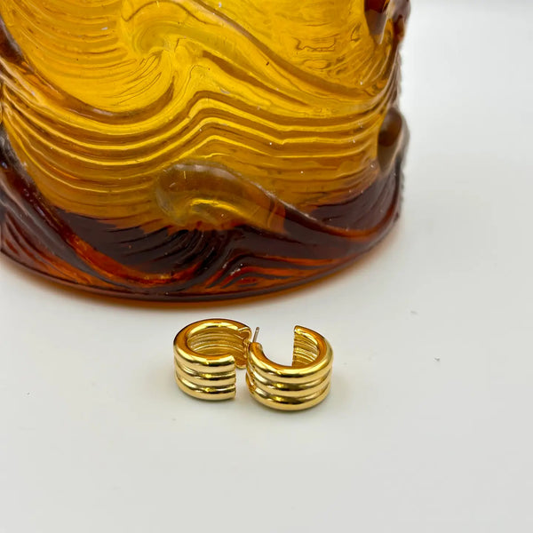 Grooved Huggie Style Earrings