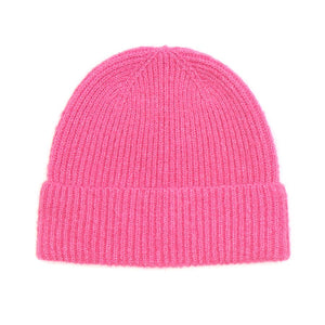 Recycled Blend Knitted Bright Pink Beanie Hat