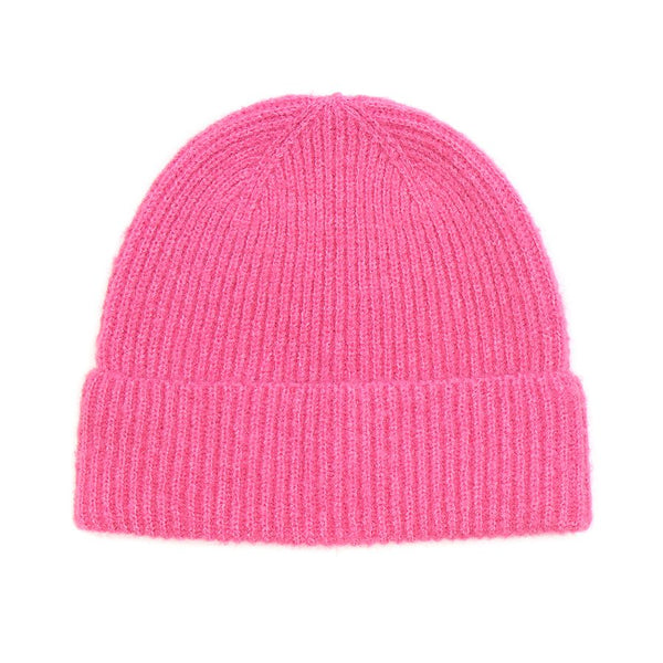 Recycled Blend Knitted Bright Pink Beanie Hat