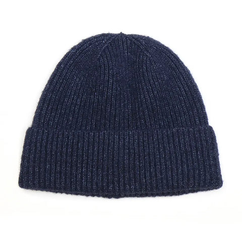 Recycled Blend Knitted Navy Blue Beanie Hat