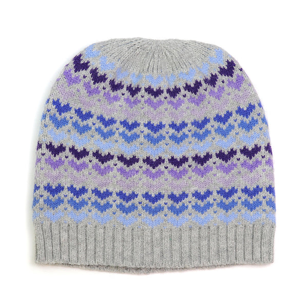 Grey & Blue Mix Hearts Beanie Hat