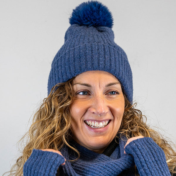 Recycled Blend Classic Blue Bobble Hat