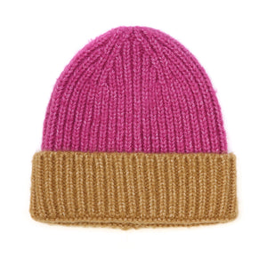 Magenta and Coffee Beanie Hat