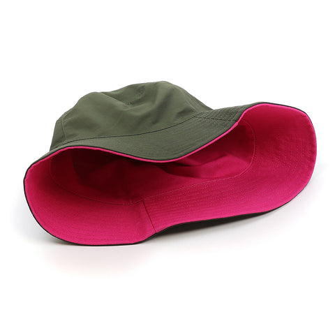 Khaki and Pink Contrast Bucket Hat