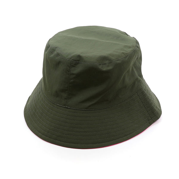 Khaki and Pink Contrast Bucket Hat