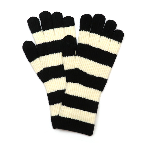 Black & Cream Bold Stripe Gloves
