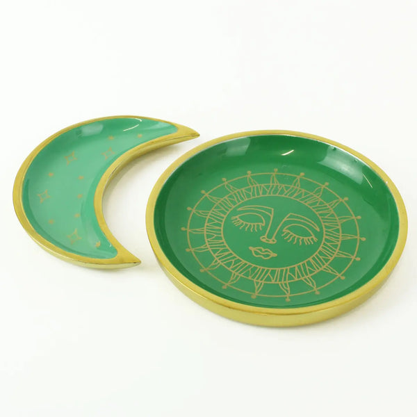 HALF PRICE!! TWO LEFT! Enamel Sun Face & Crescent Moon Trinket Dish