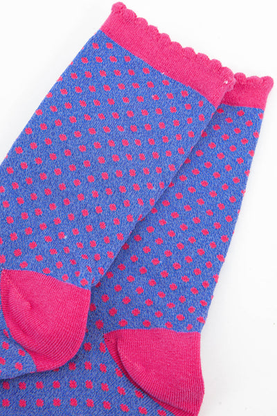 Women's Glitter Socks - Purple/Pink, Small Polka Dot