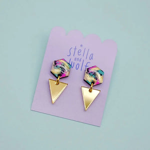 Geometric Galaxy Drop Earrings