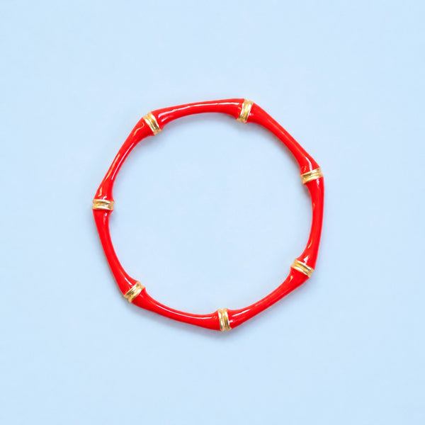 Red Enamel Bamboo Style Bangle
