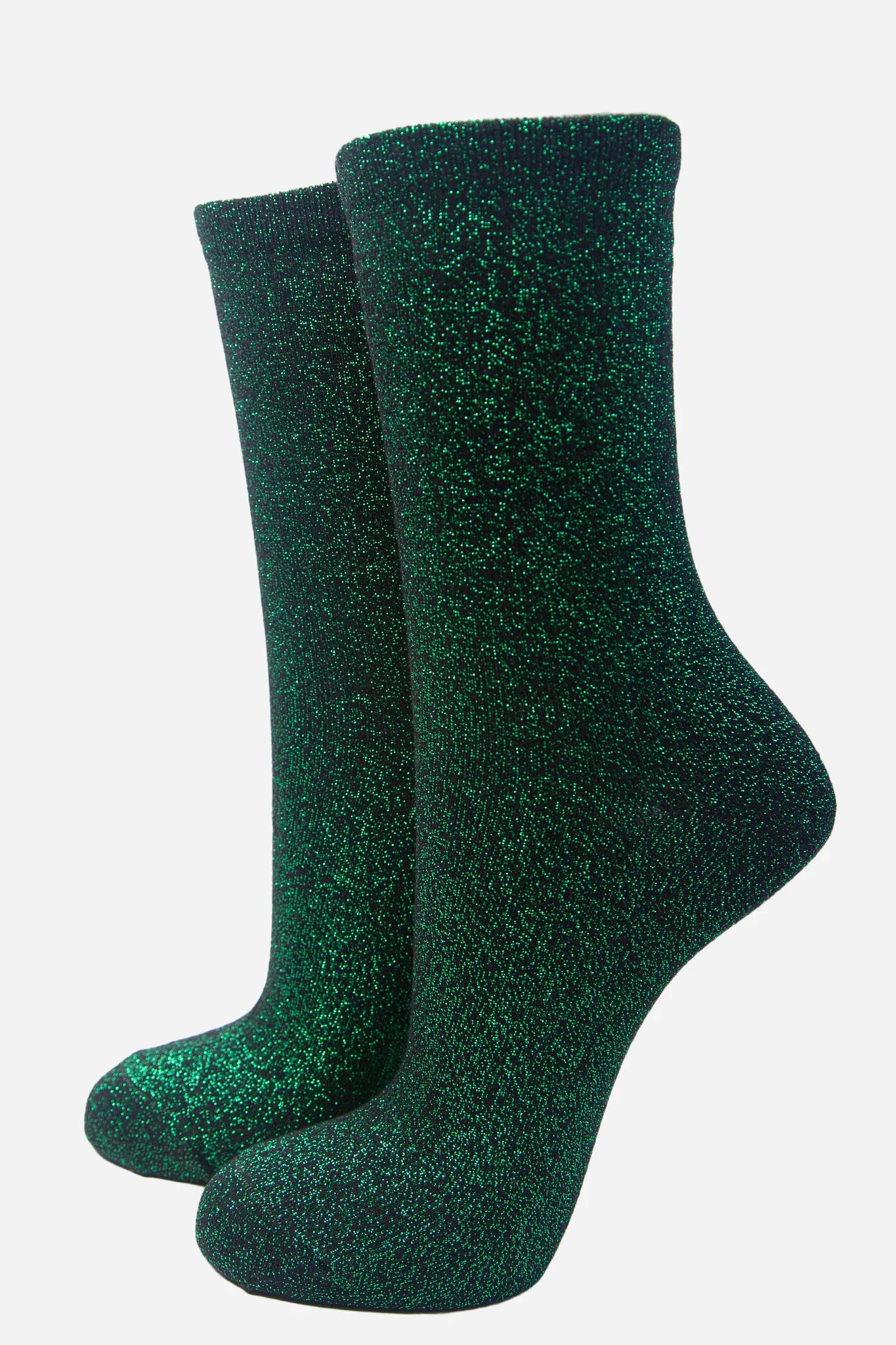 Black Bright Green All Over Glitter Socks