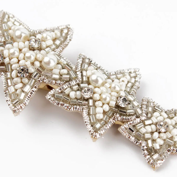 Silver and Pearl Star Hair Clip