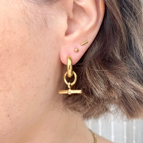Chunky Gold Bar Hoop Earrings