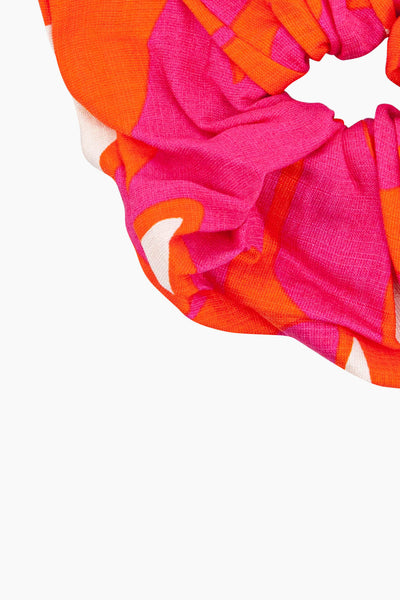 Large Hibiscus Floral Scrunchie in Hot Pink
