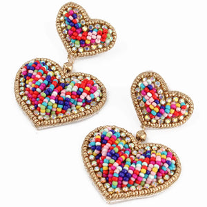 Rainbow Confetti Heart Earrings