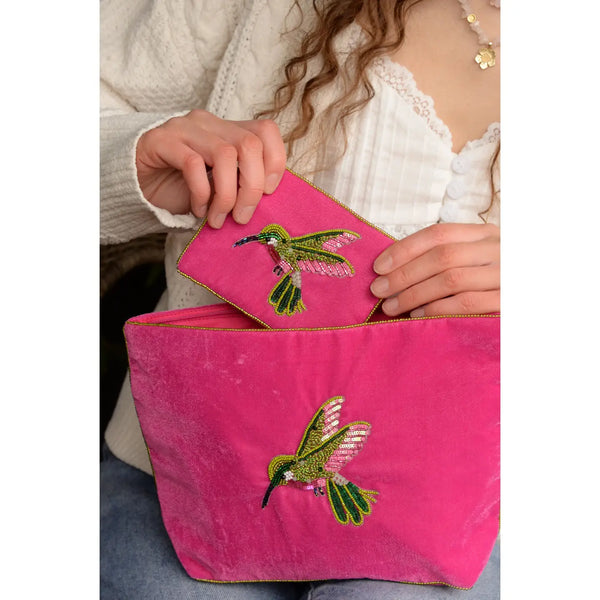Pink Hummingbird Small Pouch