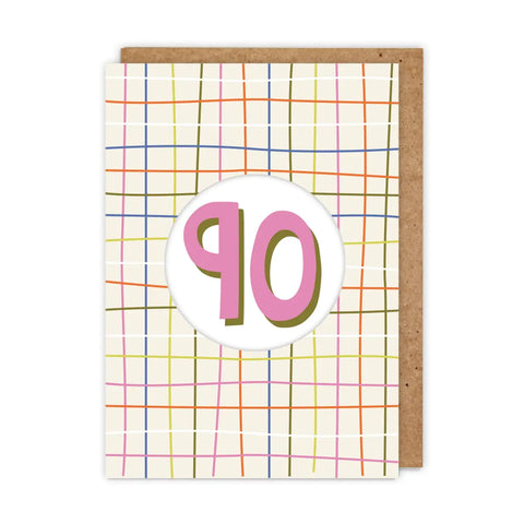 90th Diecut Hole Birthday Card