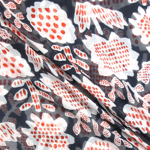 Organic Cotton Navy Abstract Tulip Print Scarf